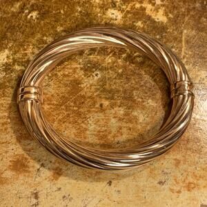 Bronze Milor Italy Rose Gold Twisted Hinged Thick Bangle Bracelet